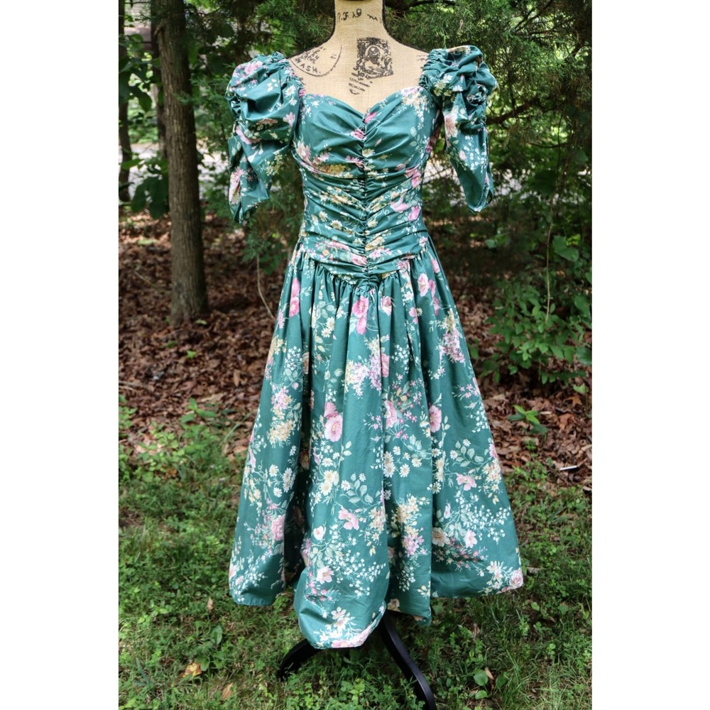 Vintage 1980s Party Dress Country Romantic Loralie XS Cottagecore